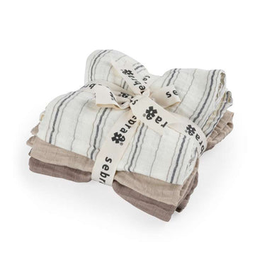 Sebra Stofblöjor - 3 st. - Cream Stripe - Beige