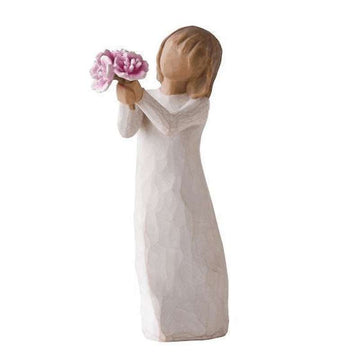 Willow Tree Tack Figur (flicka med rosa bukett)