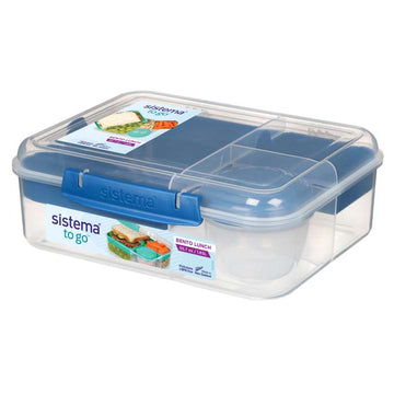 Sistema Bento Matlåda - Rumindelad med Kålar - 1,65L - Klar/Ocean Blue