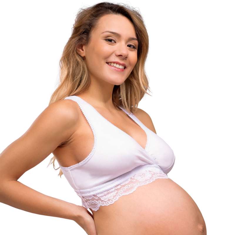 Carriwell New Mum Ekologisk crossover Amnings-bh - Spets - vit