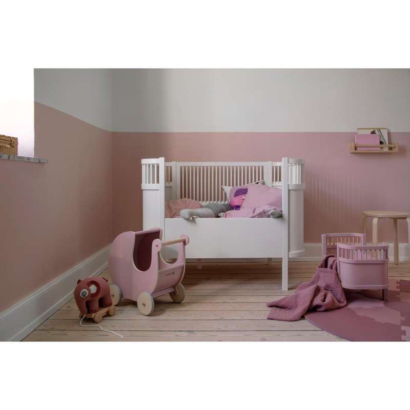 Sebra Dockvagn i trä - Blossom Pink