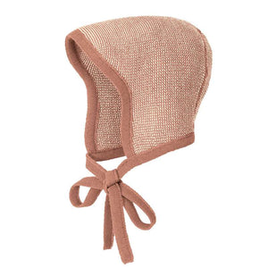 Disana Stickad Mössa m. Band - Merinoull - Rosa/Natur
