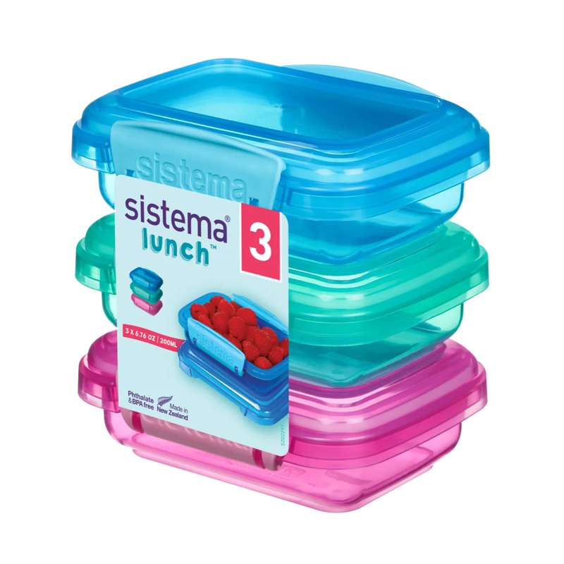 Sistema Snackboxar - Lunchpaket - 3-Pack - 200ml - Ass. Färger