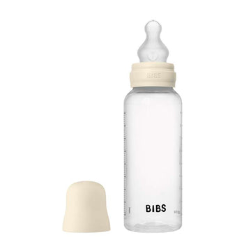 BIBS Flaska - Sutteflaskesätt - Plast - Silikon/Medium Flöde/Rund - 270 ml. - Elfenben