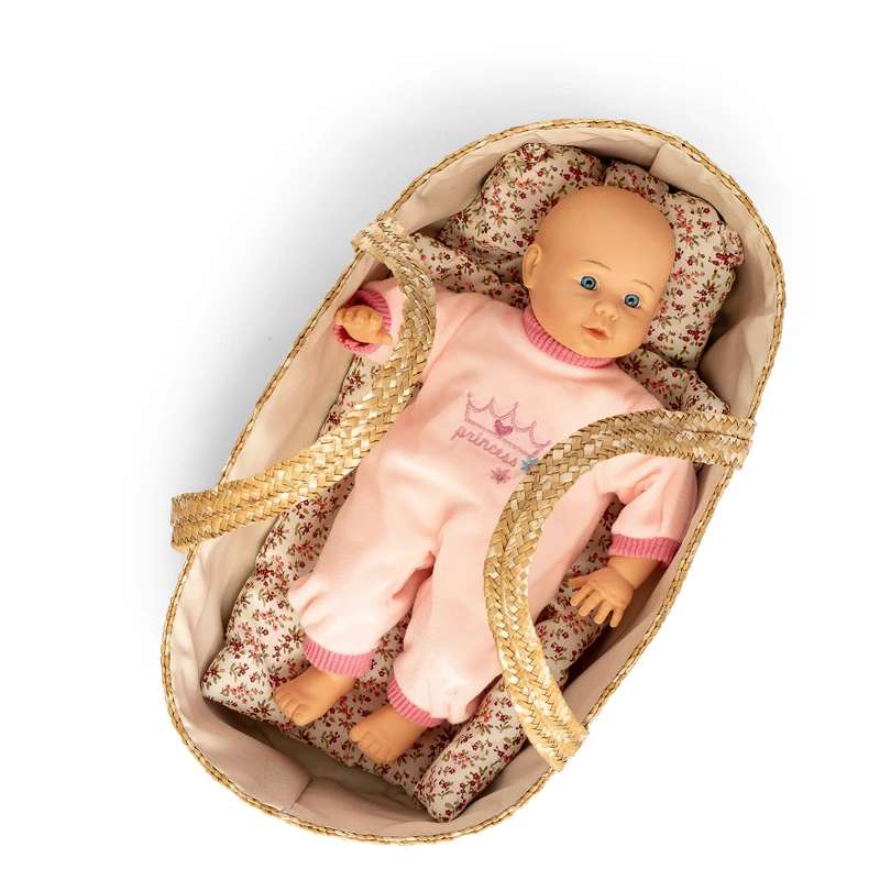 MaMaMeMo Moseskorg m. Sängkläder till Dockor - 50 cm.