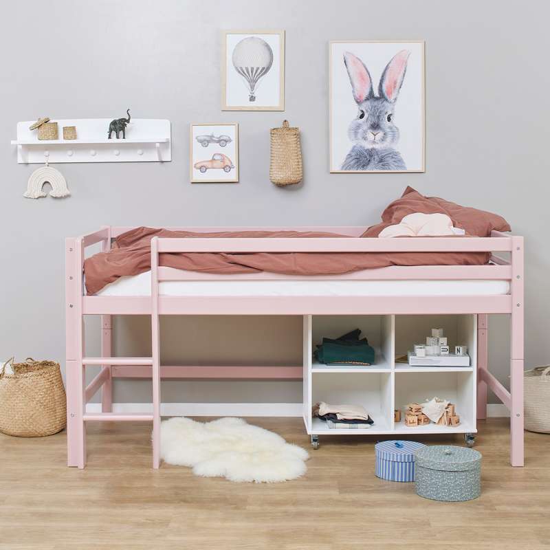 Hoppekids ECO Dream - Min färg Halvhög loftsäng - 90x200 cm. - Pale Rose