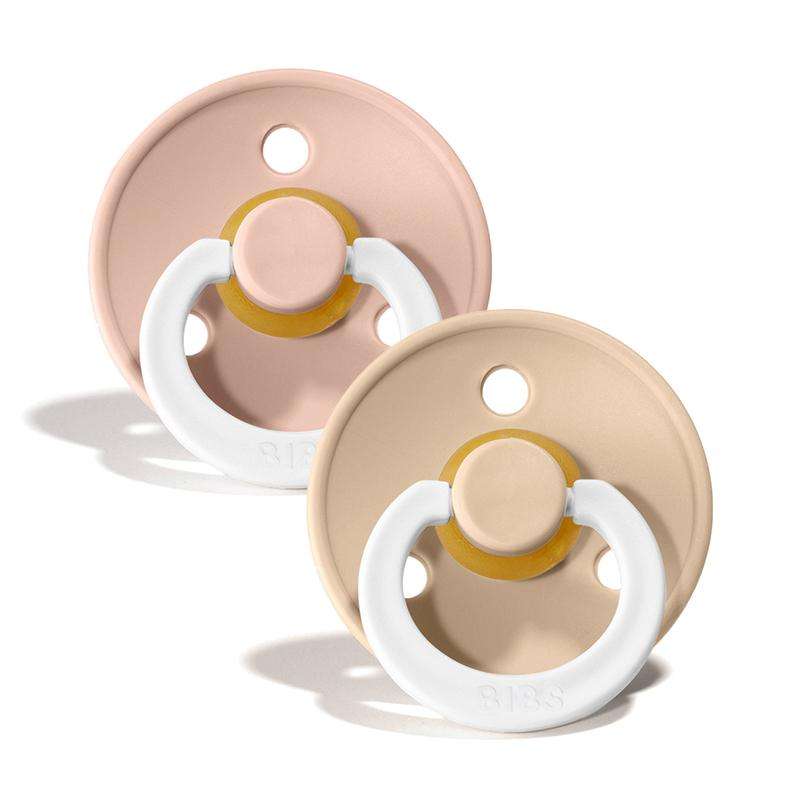 Bibs Rund Colour Napp - 2-Pack - strl. 2 - naturgummi - GLOW - Blush/Vanilla