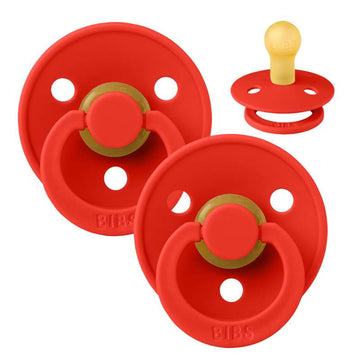Bibs Rund Colour Napp - 2-Pack - strl. 1 - naturgummi - Candy Apple/Candy Apple
