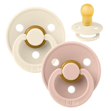 Bibs Rund Colour Napp - 2-Pack - strl. 3 - naturgummi - Elfenben/Blush