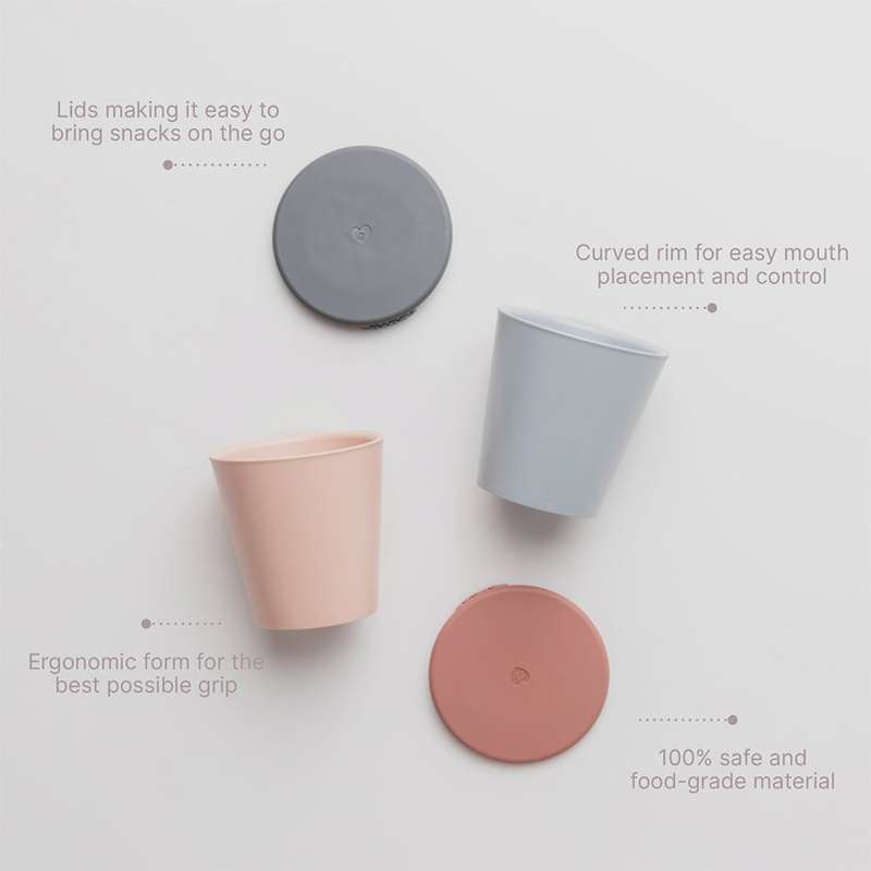 BIBS Middag Kopsätt - Två Koppar m. Lock - Blush