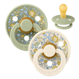 Bibs Rund Colour Napp - 2-Pack - strl. 1 - naturgummi - Liberty - Eloise/Sage Mix