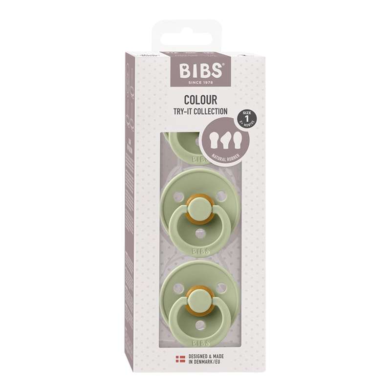BIBS Try-It Collection - 3 Olika Napp - Färg - strl. 1 - Salvia
