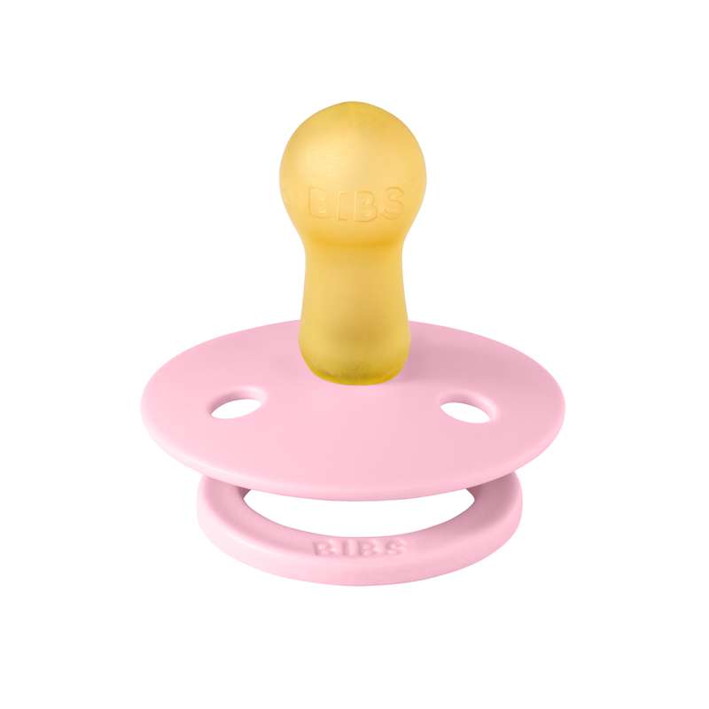 Bibs Rund Colour Napp - strl. 2 - naturgummi - Baby Rosa