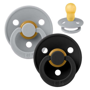 Bibs Rund Colour Napp - 2-Pack - strl. 3 - naturgummi - Moln/Svart