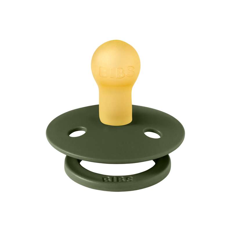 Bibs Rund Colour Napp - strl. 1 - naturgummi - Jägaregrön