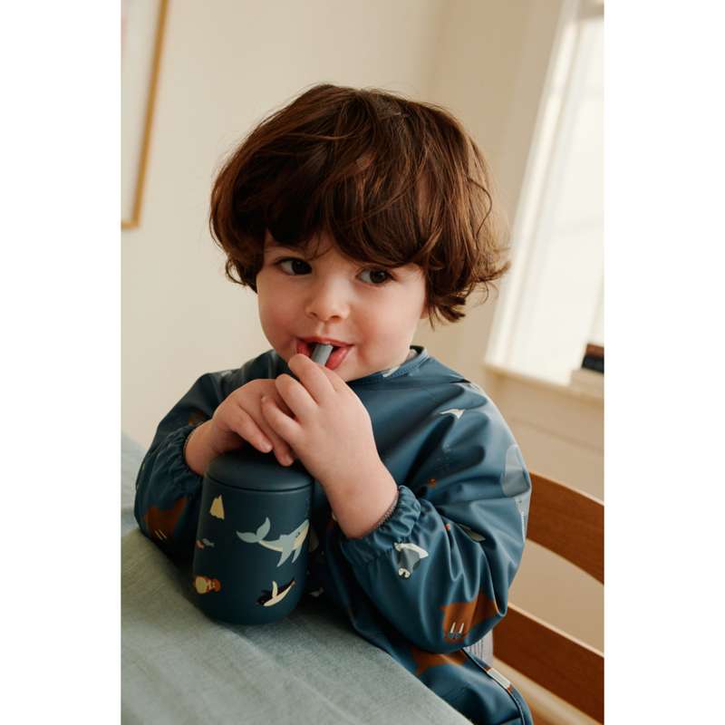 Liewood Ellis Tudekop m. Låg och Sugrör - 230ml - Arctic Sea/Ocean View