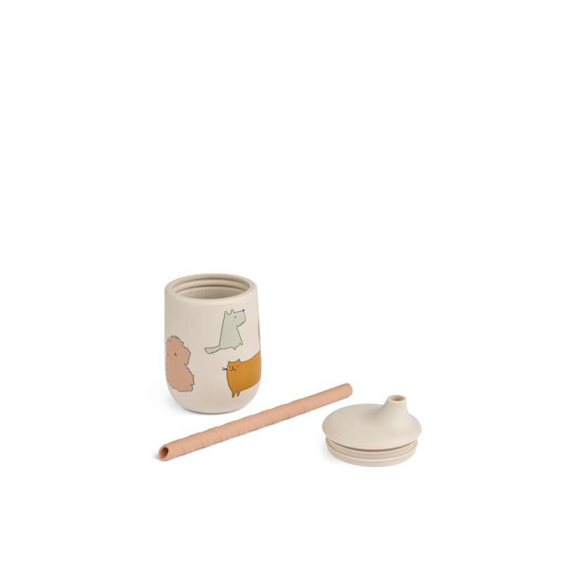 Liewood Ellis Tudekop m. Låg och Sugrör - 230ml - Katter och Hundar/Sandy