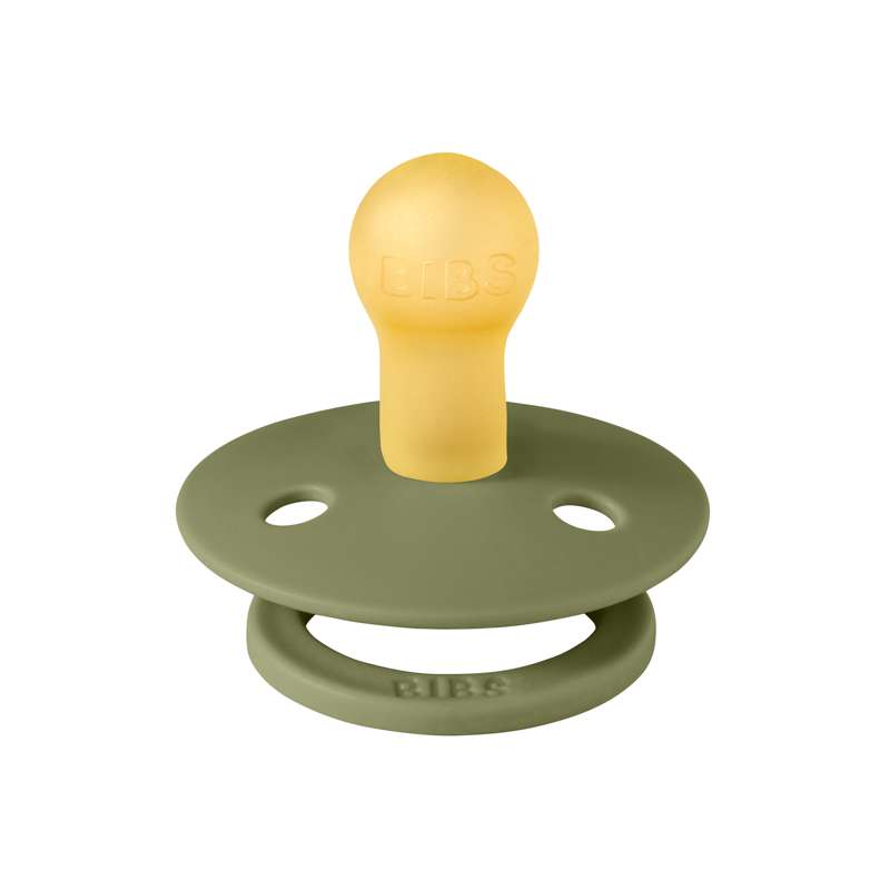 Bibs Rund Colour Napp - strl. 1 - naturgummi - Oliv