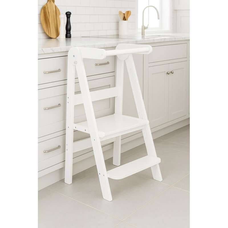 Kid'oh Hjälpa till pall - Fällbar - Trä - Vit