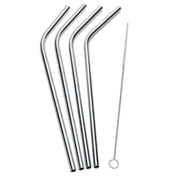 Pulito SteelStraw Stålsugrå m. Borste - 4-Pack - m. Knäck - 22 cm./6mm.