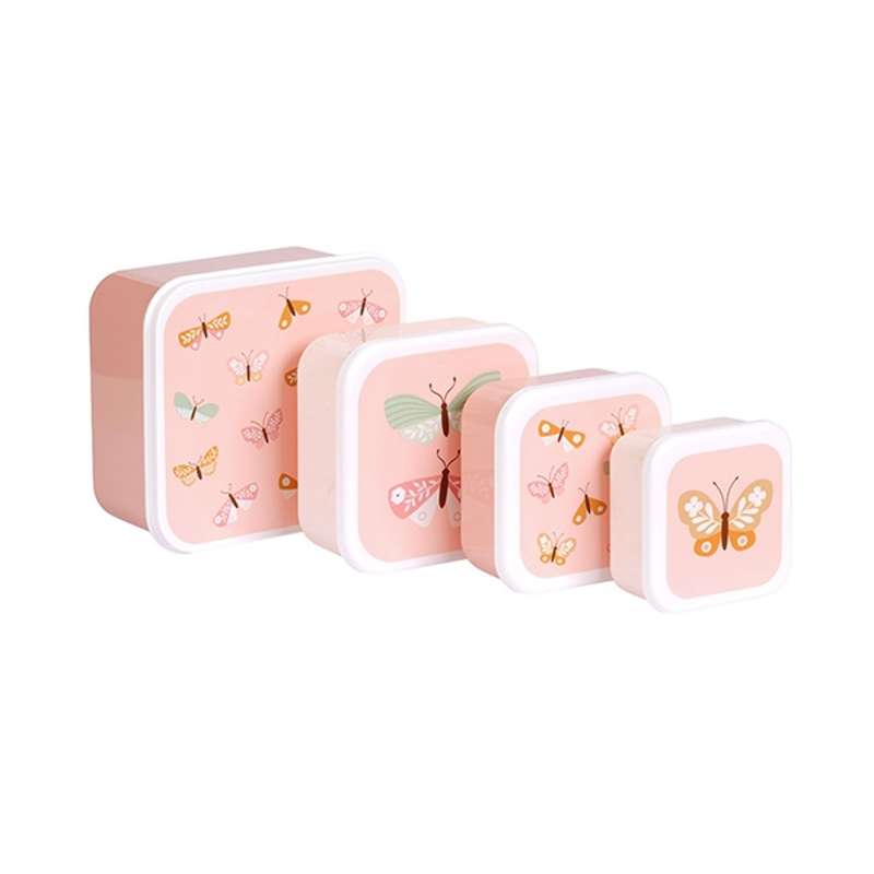 A Little Lovely Company Matlåda - och Snacksboxset - 4 st. - Fjärilar