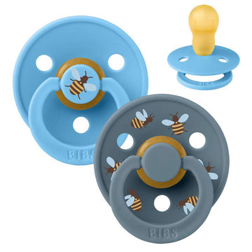 Bibs Rund Colour Napp - 2-Pack - strl. 3 - naturgummi - Studio - Bumblebee - Breeze Mix