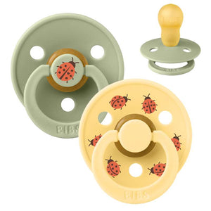 Bibs Rund Colour Napp - 2-Pack - strl. 3 - naturgummi - Studio - Nyckelpiga - Sage Mix