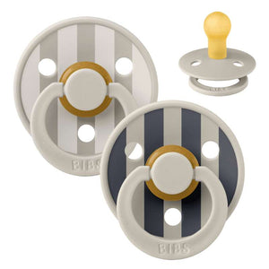 Bibs Rund Colour Napp - 2-Pack - strl. 1 - naturgummi - Studio - Block - Sand Mix