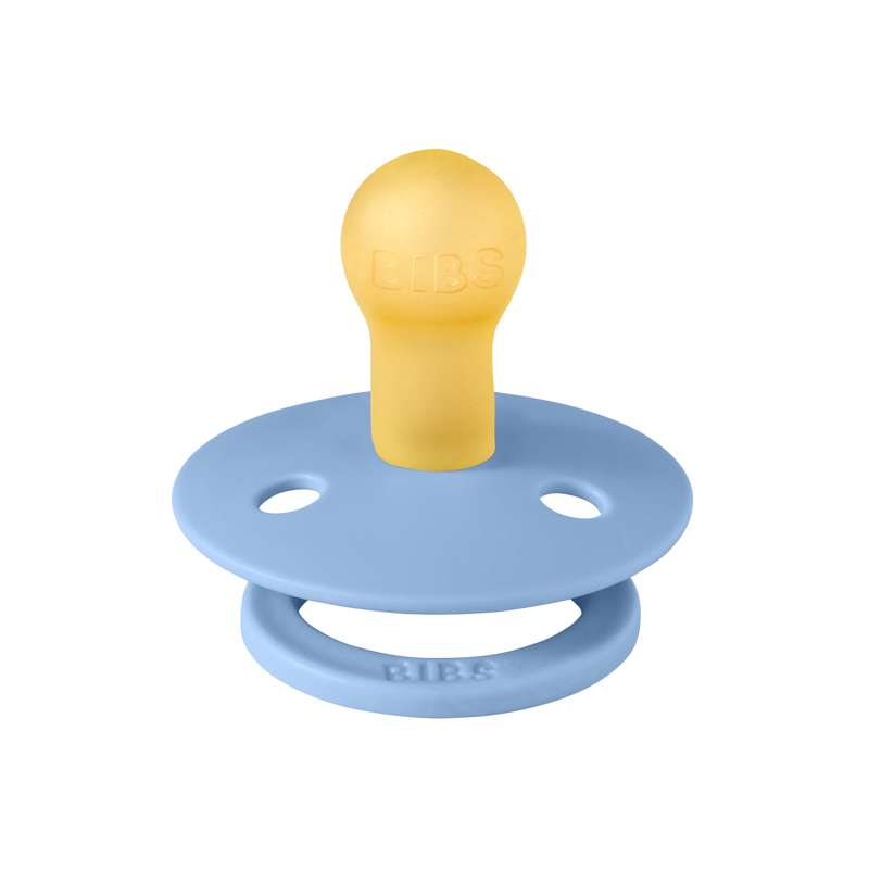 Bibs Rund Colour Napp - strl. 1 - naturgummi - Himmelblå