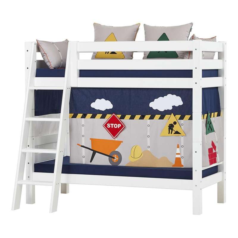 Hoppekids ECO Luxury - Våningsäng - 150 cm. - Sned Stege - Flera Storlekar - Vit