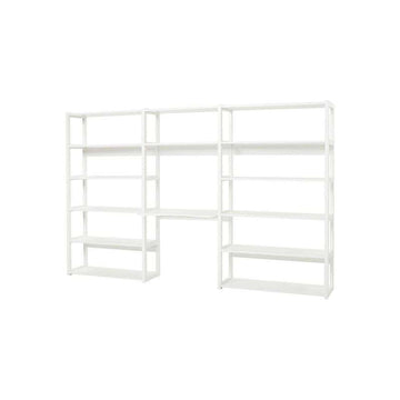 Hoppekids STOREY - Hylla - 3 Sektioner med 14 Hyllor och Skrivplatta - 80 cm. - Vit