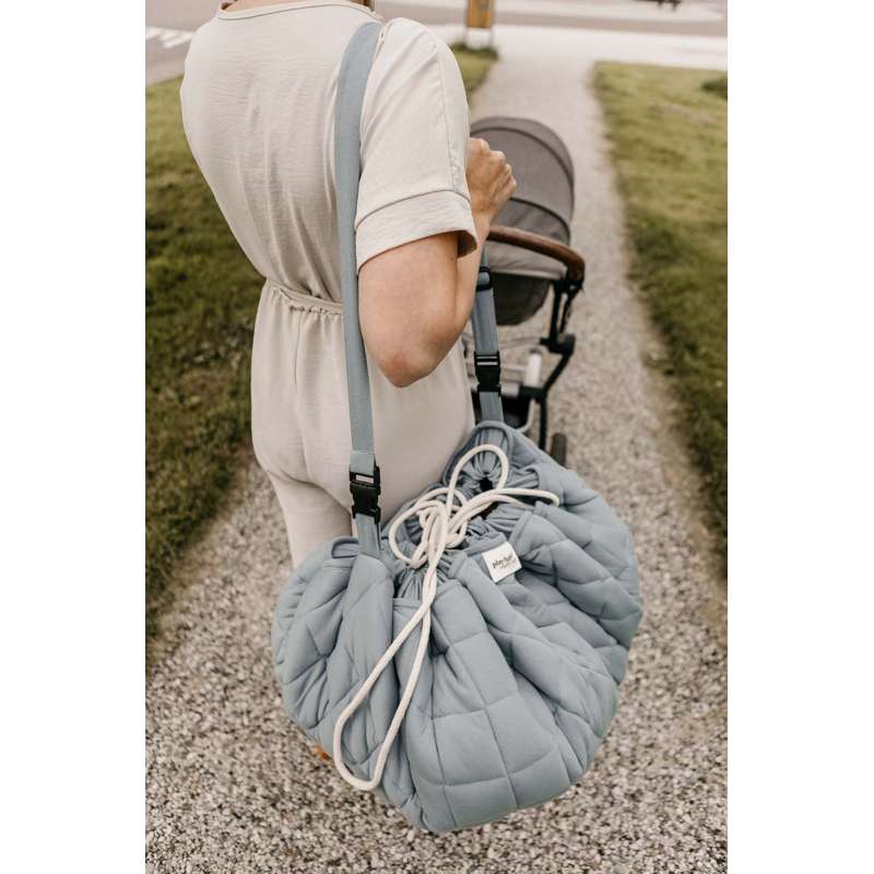 Play & Go Mjuk Organisk - 2-i-1 Förvaringsmatta/Lekmatta - Dammblå