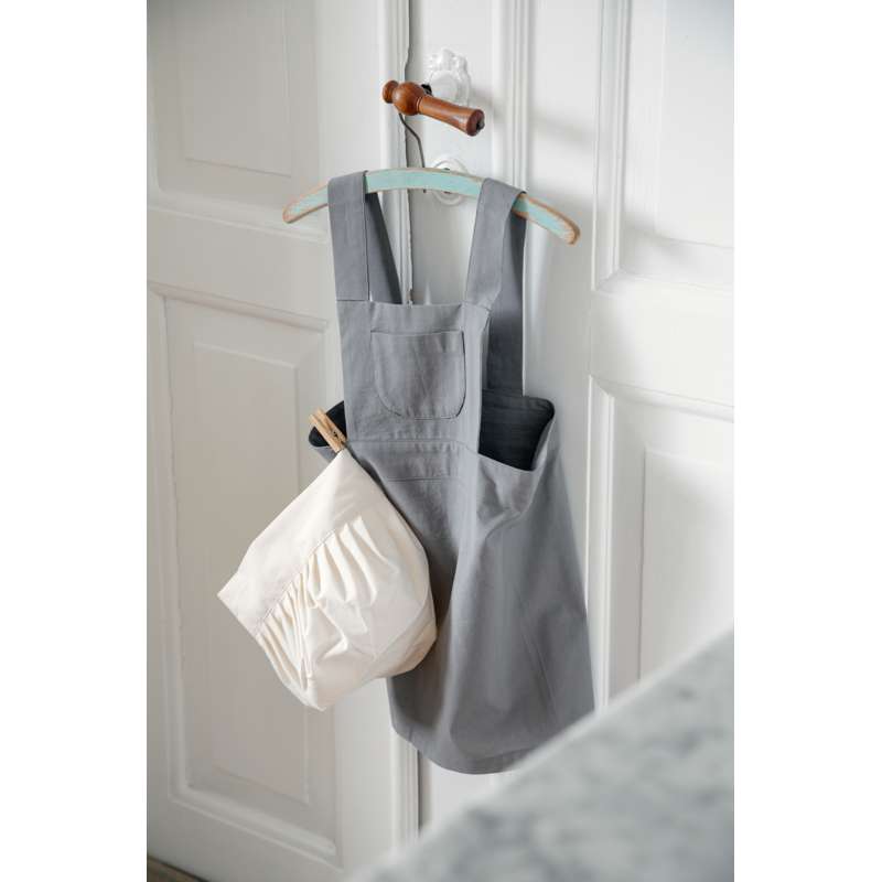 Sebra Barnförkläde m. Kockmössa - Elephant Grey/Classic White
