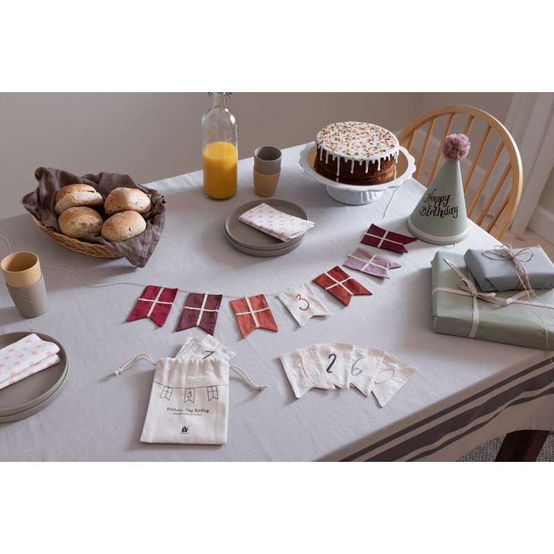 Sebra Födelsedags Flaggkedja - Tal 0-9 - Ekologisk Bomull