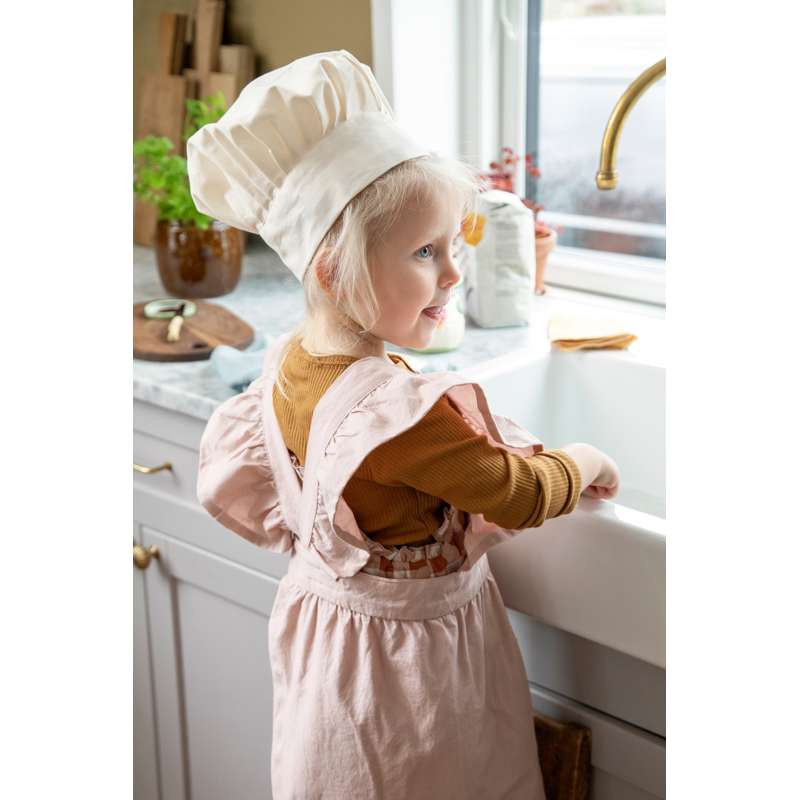 Sebra Barnförkläde m. kockmössa - Dusty Pink/Classic White