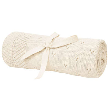 Oh'Naturel Stickad Babytäcke - Ekologisk Bomull - 80x100 cm. - Svan 