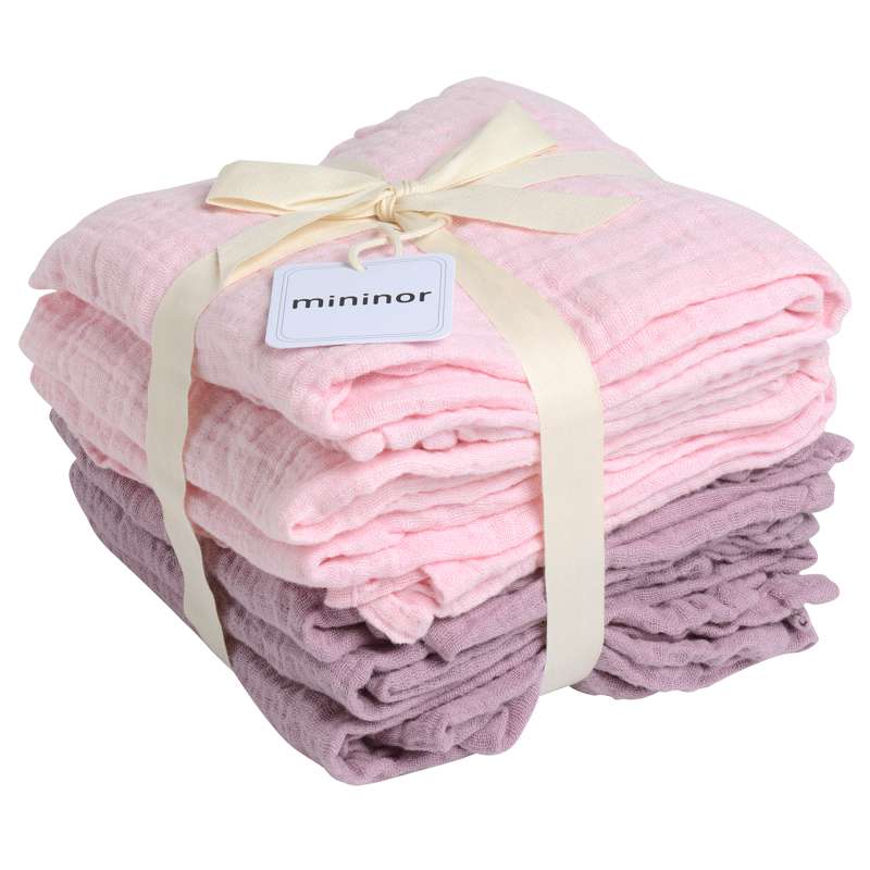 Mininor Ekologiska Stofblöjor - Förtvättade - 6 st. - Rosa/Lila 