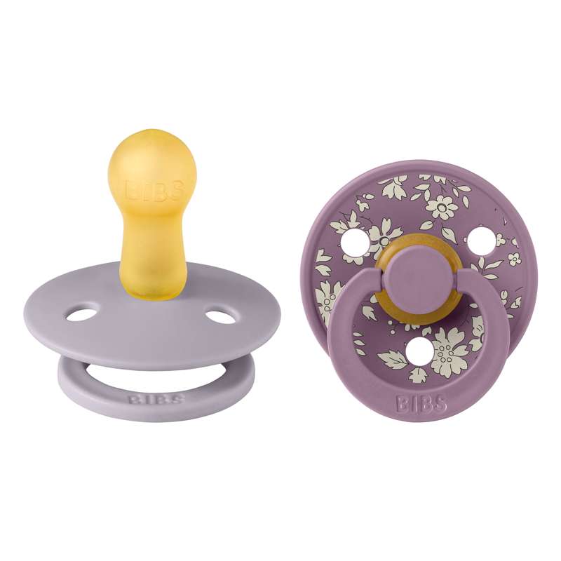 Bibs Rund Colour Napp - 2-Pack - strl. 2 - naturgummi - Liberty - Capel/Fossil Grey Mix 