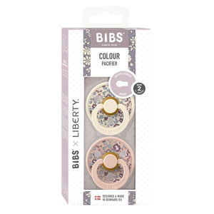 BIBS Rund Colour Napp - 2-Pack - Stl 2 - Naturgummi - Liberty - Eloise/Blush Mix