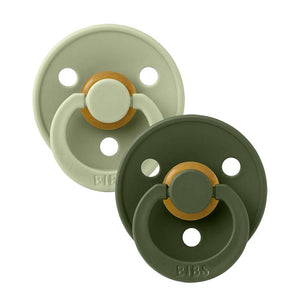BIBS Symmetrisk Colour Sut - 2-Pak - Str. 2 - Naturgummi - Sage/Hunter Green