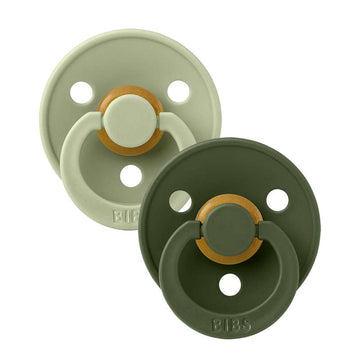 BIBS Symmetrisk Colour Sut - 2-Pack - strl. 1 - naturgummi - Salvia/Jägaregrön 