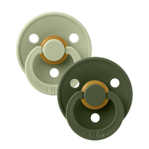 BIBS Symmetrisk Colour Sut - 2-Pack - strl. 2 - naturgummi - Salvia/Jägaregrön 