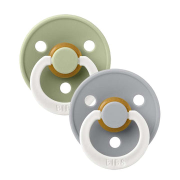 Bibs Anatomisk Colour Napp - 2-Pack - strl. 1 - naturgummi - GLOW - Salvia/Moln 