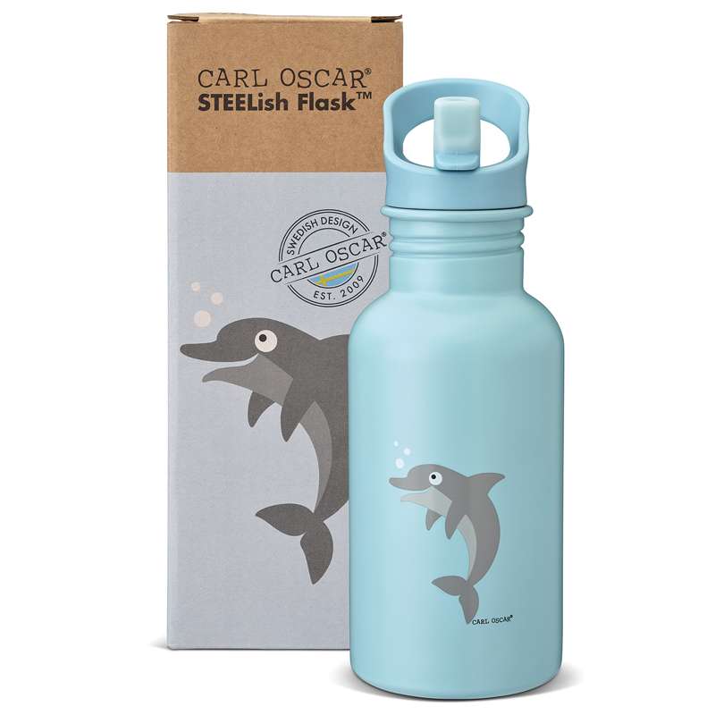 Carl Oscar Stålflaska - Barn - 0.5L - Delfin - Ljus Blå 