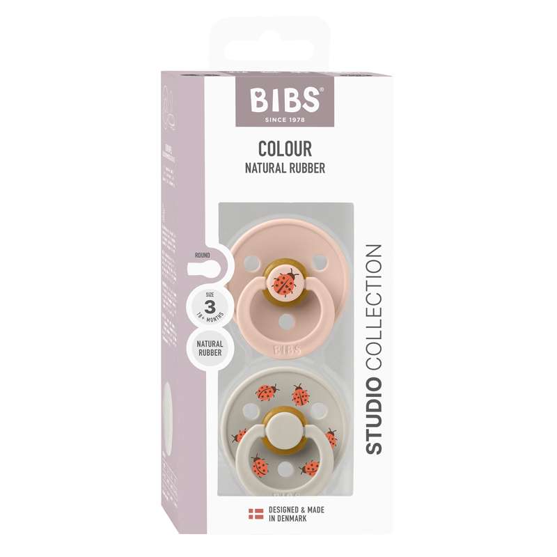 BIBS Rund Colour napp - 2-Pack - Str. 3 - Naturgummi - Ladybug Studio - Blush Mix