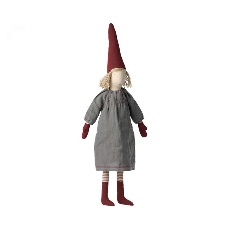 Maileg Pixy Julenisse - Liten - Flicka m. Grå Klänning (83 cm.) 