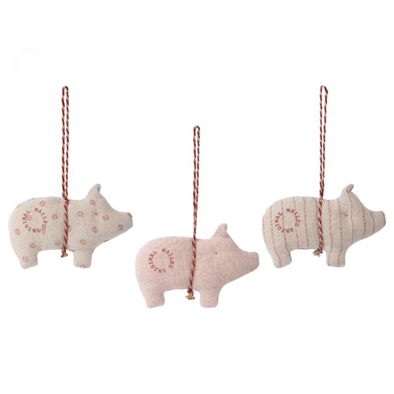 Maileg Julornament i Tyg - Gris - Prickig 