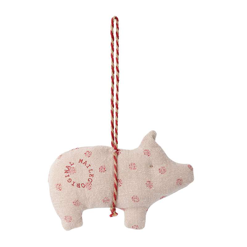Maileg Julornament i Tyg - Gris - Prickig 