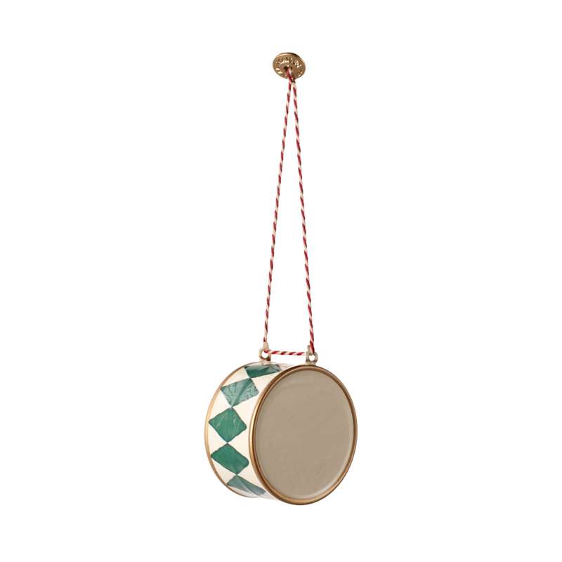 Maileg Julornament - Metall - Trumma - Stor - Mörk Grön 