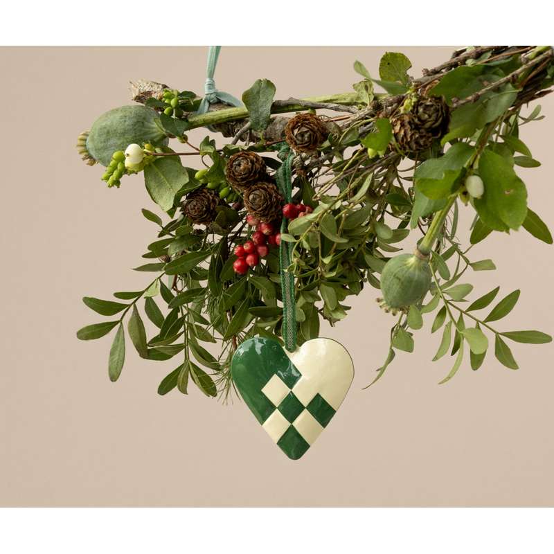 Maileg Julornament i Metall - Hjärta - Liten - Mörkgrön 